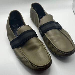 Gucci Olive Loafers with Black Strap
